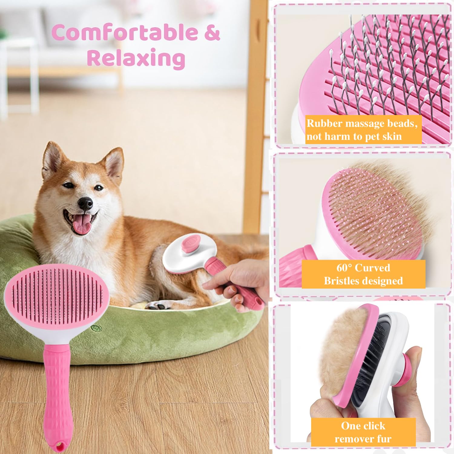 Pet Grooming 7-Piece Set - Includes self-cleaning brush, nail clippers, flea comb, and bathing brush.