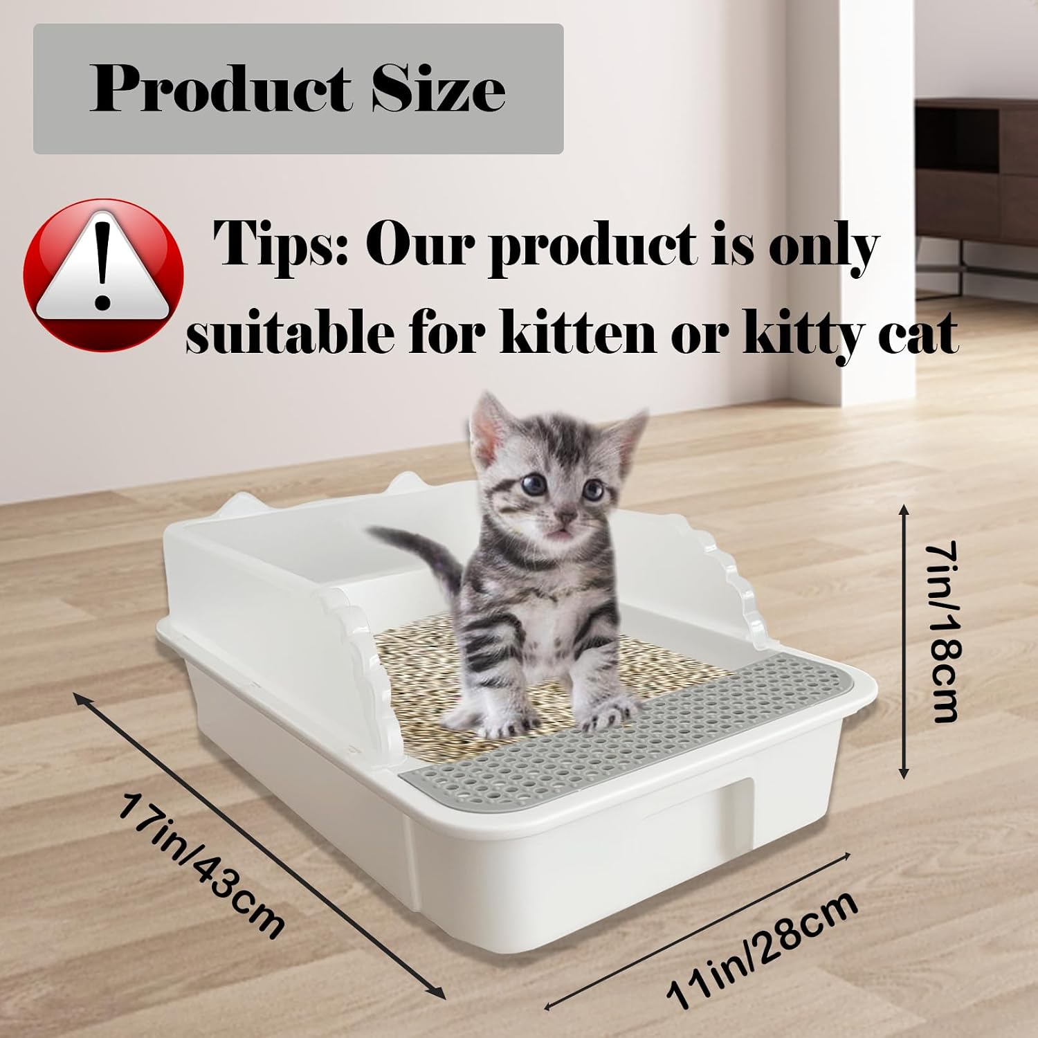 Open Cat Litter Box with High Side,Anti-Splashing Cats Litter Pan,Kitten Toilet with Litter Sifting Scoop,Semi-Enclosed Removable Kittens Litter for Boxes Easy to Clean No Odor 11??17??7 inches